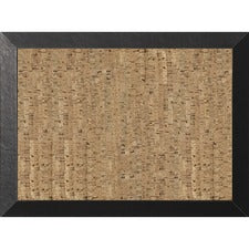 Natural Cork Bulletin Board, 24 X 18, Natural Surface, Black Wood Frame