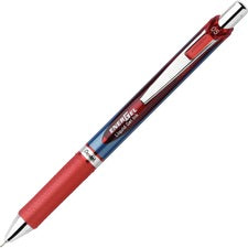Energel Rtx Gel Pen, Retractable, Fine 0.5 Mm Needle Tip, Red Ink, Silver/red Barrel