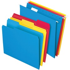 Combo Filing Kit, Letter Size, (12) 1/5-cut Exterior Hanging File Folders, (12) 1/3-cut File Folders, Assorted Colors