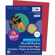 Sunworks Construction Paper, 50 Lb Text Weight, 9 X 12, Red, 50/pack