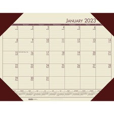 House of Doolittle Ecotones Compact Calendar Desk Pads - Julian Dates - Monthly - 1 Year - January 2023 - December 2023 - 1 Month Single Page Layout - 22" x 17" Sheet Size - 2.88" x 2.25" Block - Desk Pad - Tan - Leatherette, Paper - Holder - 1 Each