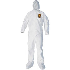 Kleenguard A40 Coveralls - Zipper Front, Elastic Wrists, Ankles, Hood & Boots - Hood, Zipper Front, Elastic Wrist, Elastic Ankle, Breathable, Low Linting - Medium Size - Liquid, Flying Particle Protection - White - 25 / Carton