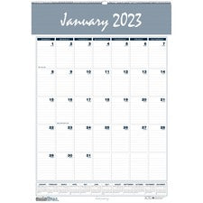 Bar Harbor Recycled Wirebound Monthly Wall Calendar, 22 X 31.25, White/blue/gray Sheets, 12-month (jan-dec): 2023
