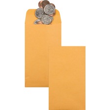 Kraft Coin And Small Parts Envelope, 28 Lb Bond Weight Kraft, #5 1/2, Square Flap, Gummed Closure, 3.13 X 5.5, Brown, 500/box