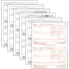 W-2 Tax Form For Inkjet/laser Printers, Fiscal Year: 2022, Six-part Carbonless, 8.5 X 5.5, 2 Forms/sheet, 50 Forms Total