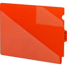 End Tab Poly Out Guides, Two-pocket Style, 1/3-cut End Tab, Out, 8.5 X 11, Red, 50/box
