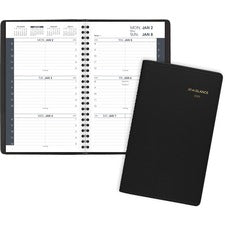 Weekly Block Format Appointment Book Ruled For Hourly Appointments, 8.5 X 5.5, Grained Black Cover, 12-month(jan To Dec):2023