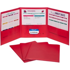 C-Line Letter Portfolio - 8 1/2" x 11" - 75 Sheet Capacity - 3 Pocket(s) - Polypropylene - Red - 24 / Box