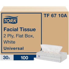 Universal Facial Tissue, 2-ply, White, 100 Sheets/box, 30 Boxes/carton