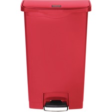 Streamline Resin Step-on Container, Front Step Style, 18 Gal, Polyethylene, Red