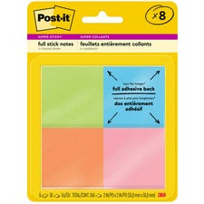 Full Stick Notes, 2" X 2", Energy Boost Collection Colors, 25 Sheets/pad, 8 Pads/pack