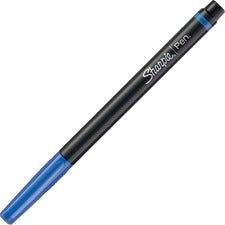 Water-resistant Ink Porous Point Pen, Stick, Fine 0.4 Mm, Blue Ink, Black/gray/blue Barrel, Dozen