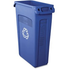 Slim Jim Plastic Recycling Container With Venting Channels, 23 Gal, Plastic, Blue