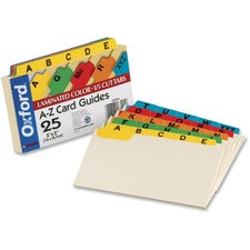Manila Index Card Guides With Laminated Tabs, 1/5-cut Top Tab, A To Z, 3 X 5, Manila, 25/set