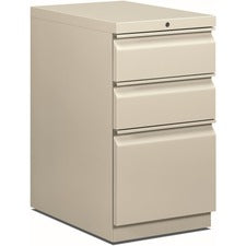 Brigade Mobile Pedestal With Pencil Tray Insert, Left/right, 3-drawers: Box/box/file, Letter, Light Gray, 15" X 22.88" X 28"