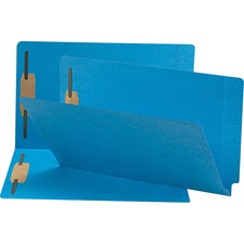 Heavyweight Colored End Tab Fastener Folders, 0.75" Expansion, 2 Fasteners, Legal Size, Blue Exterior, 50/box