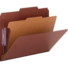 Pressboard Classification Folders, Four Safeshield Fasteners, 2/5-cut Tabs, 1 Divider, Letter Size, Red, 10/box