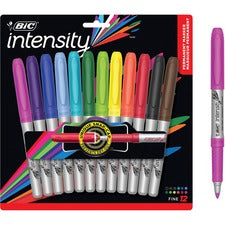 Intensity Fine Tip Permanent Marker, Fine Bullet Tip, Assorted Colors, 12/set