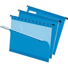 Colored Reinforced Hanging Folders, Letter Size, 1/5-cut Tabs, Blue, 25/box