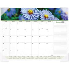 Floral Panoramic Desk Pad, Floral Photography, 22 X 17, White/multicolor Sheets, Clear Corners, 12-month (jan-dec): 2023
