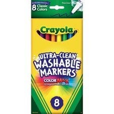 Ultra-clean Washable Markers, Fine Bullet Tip, Assorted Colors, 8/pack