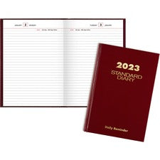 Standard Diary Daily Reminder Book, 2023 Edition, Medium/college Rule, Red Cover, (201) 8.25 X 5.75 Sheets