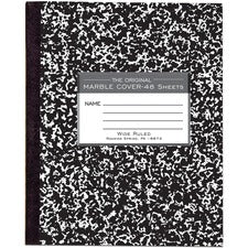 Marble Cover Composition Book, Wide/legal Rule, Black Marble Cover, (48) 8.5 X 7 Sheets