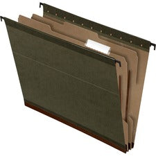 Surehook Reinforced Hanging Divider Folders, 2" Expansion, 2 Dividers, 4 Fasteners, Letter Size, Green Exterior, 10/box