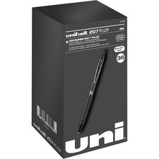 207 Plus+ Gel Pen, Retractable, Medium 0.7 Mm, Black Ink, Black Barrel, 36/pack
