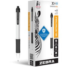 Sarasa Dry X20+ Gel Pen, Retractable, Fine 0.7 Mm, Black Ink, White Barrel, Dozen