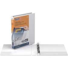QuickFit Round Ring Unique Binder - 1" Binder Capacity - Letter - 8 1/2" x 11" Sheet Size - 200 Sheet Capacity - Round Ring Fastener(s) - 2 Internal Pocket(s) - Vinyl - White - Recycled - Print-transfer Resistant, Exposed Rivet, PVC-free - 1 Each