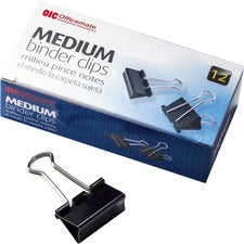 Officemate Binder Clips - Medium - 9" Length x 1.3" Width - 62.5 mil Size Capacity - for File - Corrosion Resistant, Durable - 144 / Pack - Black
