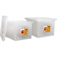Lorell Letter/Legal Plastic File Box - External Dimensions: 14.2" Width x 18" Depth x 10.8"Height - Media Size Supported: Letter, Legal - Interlocking Closure - Stackable - Plastic - Clear - For File - 2 / Bundle