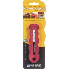 Klever Kutter Safety Cutter, 3 Razor Blades, 1" Blade, 4" Plastic Handle, Red