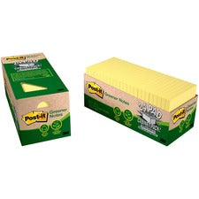 Original Recycled Note Pad Cabinet Pack, 3" X 3", Canary Yellow, 75 Sheets/pad, 24 Pads/pack