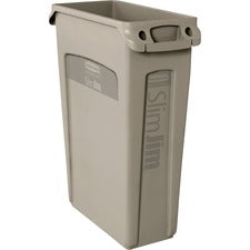 Slim Jim With Venting Channels, 23 Gal, Plastic, Beige