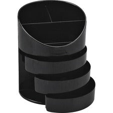 Small Storage Divided Pencil Cup, Plastic, 4.5" Diameter X 5.69"h, Black