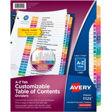 Customizable Toc Ready Index Multicolor Tab Dividers, 26-tab, A To Z, 11 X 8.5, White, Traditional Color Tabs, 1 Set