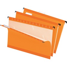 Colored Reinforced Hanging Folders, Legal Size, 1/5-cut Tabs, Orange, 25/box