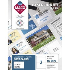 Unruled Microperforated Laser/inkjet Post Cards, 4 X 6, White, 100 Cards, 2 Cards/sheet, 50 Sheets/box