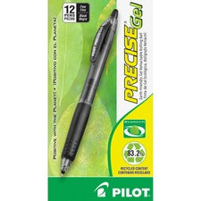 Precise Gel Begreen Gel Pen, Retractable, Fine 0.7 Mm, Black Ink, Black Barrel, Dozen