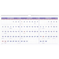 Deluxe Three-month Reference Wall Calendar, Horizontal Orientation, 24 X 12, White Sheets, 15-month (dec-feb): 2022 To 2024