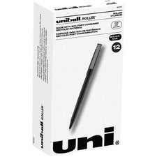 Roller Ball Pen, Stick, Fine 0.7 Mm, Black Ink, Black Matte Barrel, Dozen