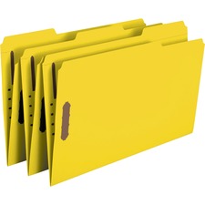 Top Tab Colored Fastener Folders, 0.75" Expansion, 2 Fasteners, Legal Size, Yellow Exterior, 50/box