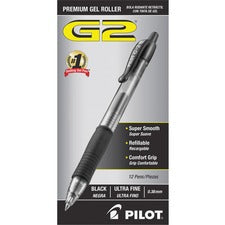 G2 Premium Gel Pen Convenience Pack, Retractable, Extra-fine 0.38 Mm, Black Ink, Clear/black Barrel, Dozen