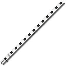 Vertical Power Strip, 12 Outlets, 15 Ft Cord, Silver