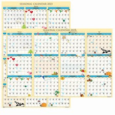 Recycled Seasonal Laminated Wall Calendar, Earthscapes Illustrated Seasons Artwork, 24 X 37, 12-month (jan To Dec): 2023