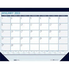 Recycled Contempo Desk Pad Calendar, 18.5 X 13, White/blue Sheets, Black Binding, Black Corners, 12-month (jan To Dec): 2023