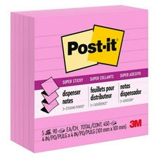 Pop-up Notes Refill, Note Ruled, 4" X 4", Neon Pink, 90 Sheets/pad, 5 Pads/pack