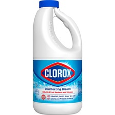 Clorox Disinfecting Bleach - Concentrate Liquid - 43 fl oz (1.3 quart) - Regular Scent - 6 / Carton - White
